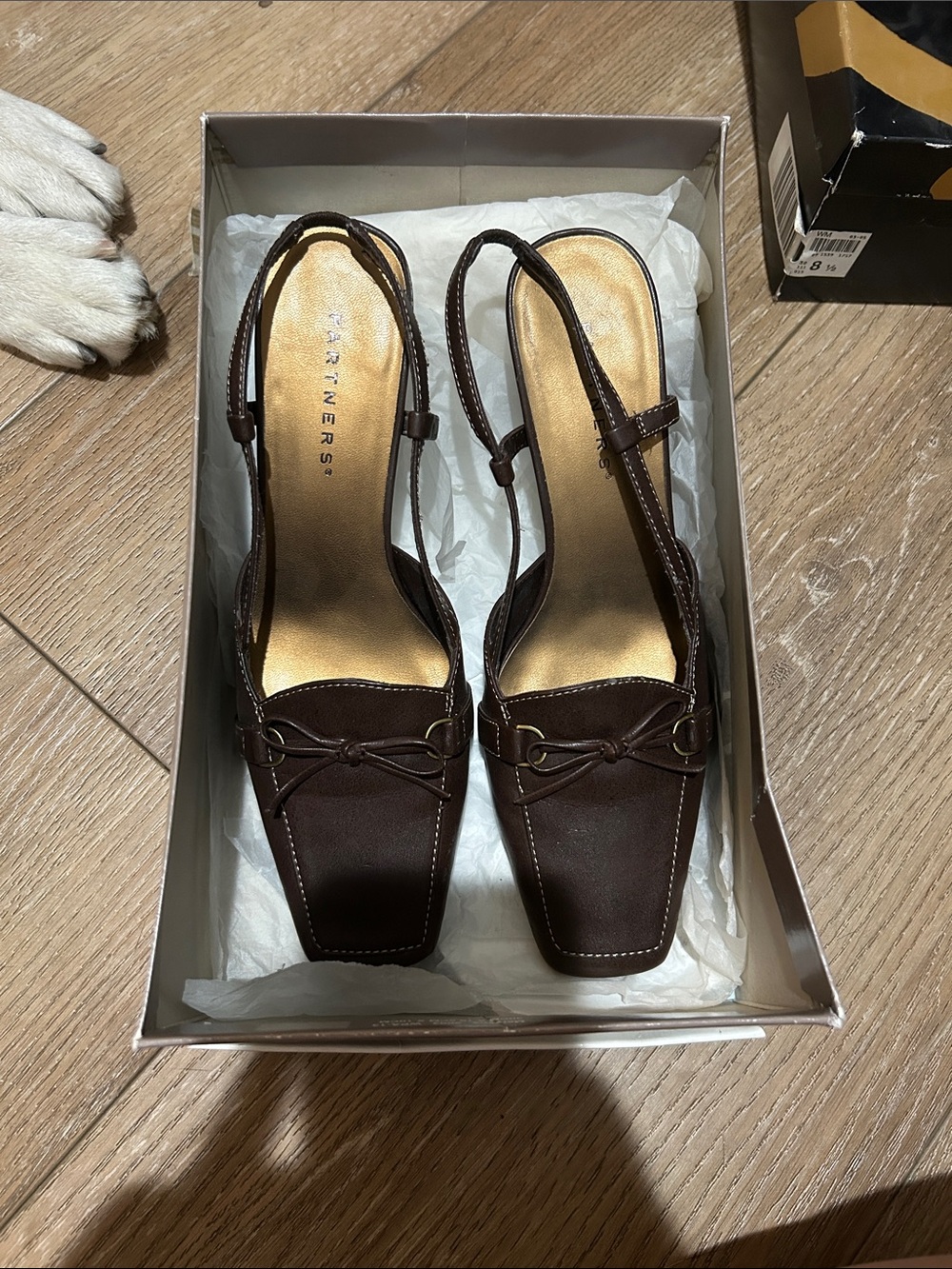 Charles & Keith Dark Brown Square-Toe Slingback Mules